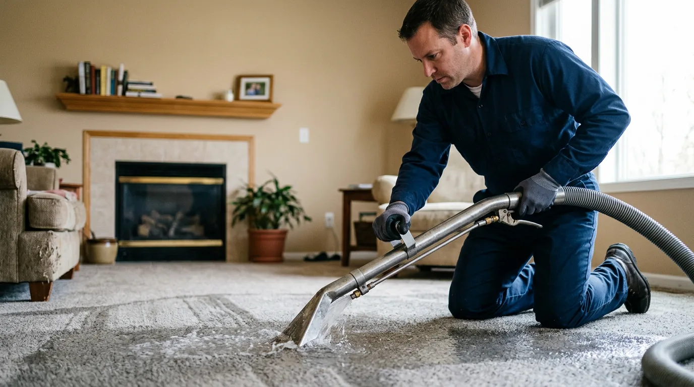 Water damage restoration technician working near Lititz, PA